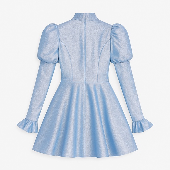 Dolls Kill Astrid Mini Dress | Glitter Blue Party Gothic Skater Dress (S) - Picture 2 of 14